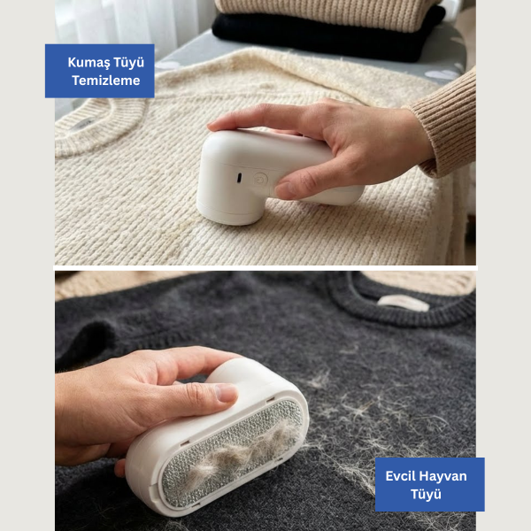 Şarjlı Tiftik Temizleyici | Kedi Köpek Tüy Toplayıcılı, 6 Bıçaklı, Çift Korumalı, Hızlı Şarj