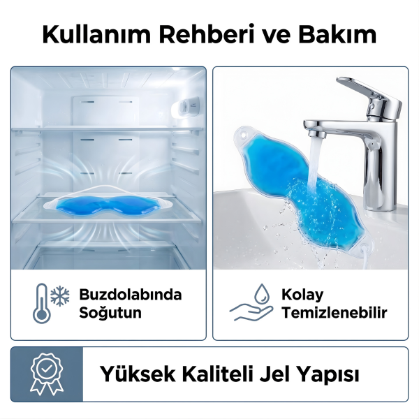 Jel Buz Göz Maskesi Göz Altı Torbası Şişlik Giderici Uyku Bandı Soğuk Kompres Maske
