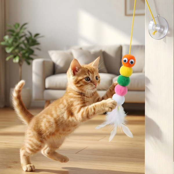 Elastik Kedi Oyun Oltası Kendinden Yapışkanlı