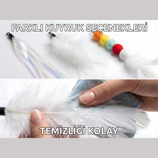 Elastik Kedi Oyun Oltası Kendinden Yapışkanlı