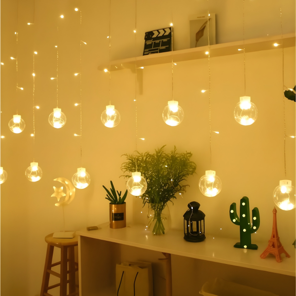 12 Adet Ledli Dilek Topu Işıklı Perde Tasarımı