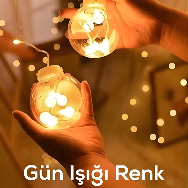 12 Adet Ledli Dilek Topu Işıklı Perde Tasarımı