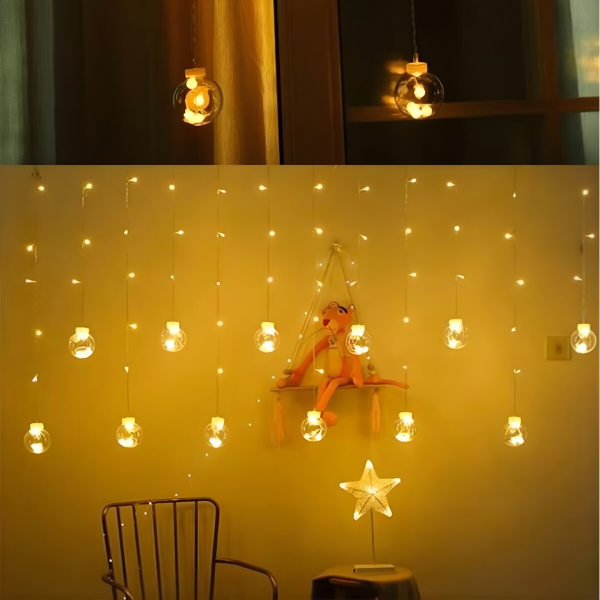 12 Adet Ledli Dilek Topu Işıklı Perde Tasarımı