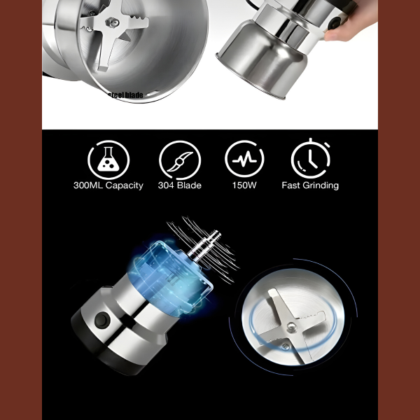 Elektrikli Paslanmaz Çelik Kahve Baharat Pirinç Öğütücü