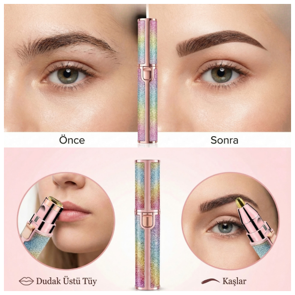 Simli Yüz ve Kaş Epilatörü – 2 Başlıklı Tüy Alma, Kaş, Bıyık, Yüz Epilasyon Makinesi