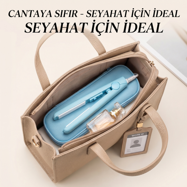 Pratik Seyehat Saç Düzleştirici Mini Taşınabilir Saç Düzleştirici Çantaya Sığabilen Saklama Kutulu