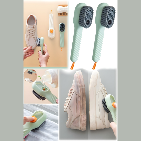 2 Adet Ayakkabı Fırçası Otomatik Sıvı Deşarjı Çok Fonksiyonlu Ayakkabı Temizleyici Yumuşak Kıllı