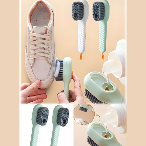 2 Adet Ayakkabı Fırçası Otomatik Sıvı Deşarjı Çok Fonksiyonlu Ayakkabı Temizleyici Yumuşak Kıllı