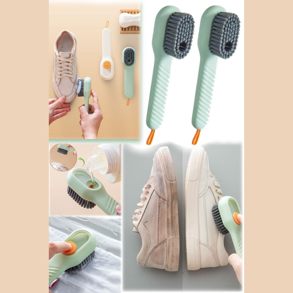 2 Adet Ayakkabı Fırçası Otomatik Sıvı Deşarjı Çok Fonksiyonlu Ayakkabı Temizleyici Yumuşak Kıllı
