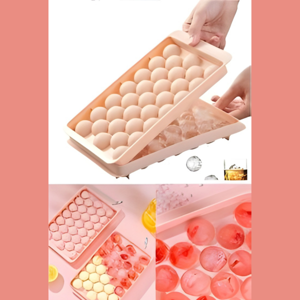 Küre Buz Kalıbı Kapaklı 33 Hazneli Yuvarlak Buz Kalıbı Kokteyl Sunum Buz Kalıbı