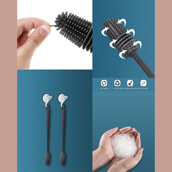 Silikon Fırça Matara Biberon Emzik Temizleyici Kavanoz Termos Suluk Yağ Şişe Temizleme Fırçası