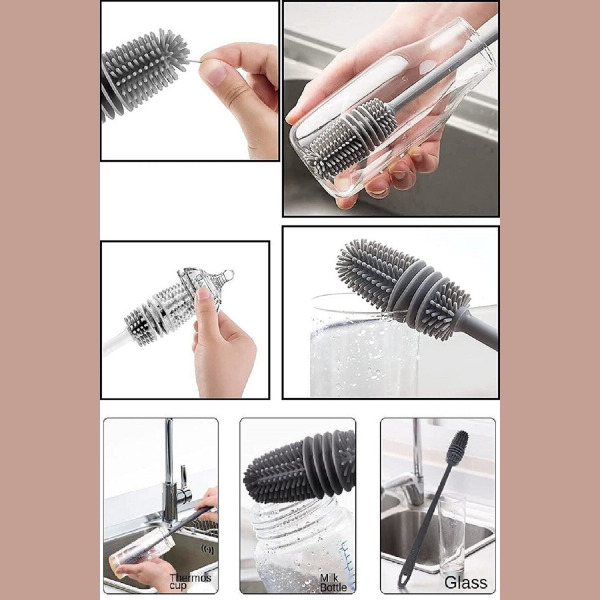 Silikon Fırça Matara Biberon Emzik Temizleyici Kavanoz Termos Suluk Yağ Şişe Temizleme Fırçası