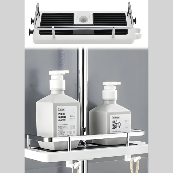 Duş Organizer Banyo Asılabilir Köşelik Şampuanlık Sabunluk Çift Askılı Düzenleyici Raf Paslanmaz