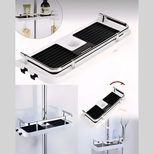 Duş Organizer Banyo Asılabilir Köşelik Şampuanlık Sabunluk Çift Askılı Düzenleyici Raf Paslanmaz