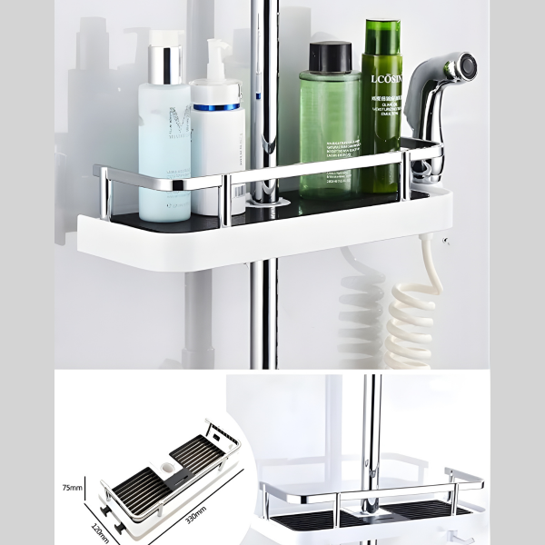 Duş Organizer Banyo Asılabilir Köşelik Şampuanlık Sabunluk Çift Askılı Düzenleyici Raf Paslanmaz