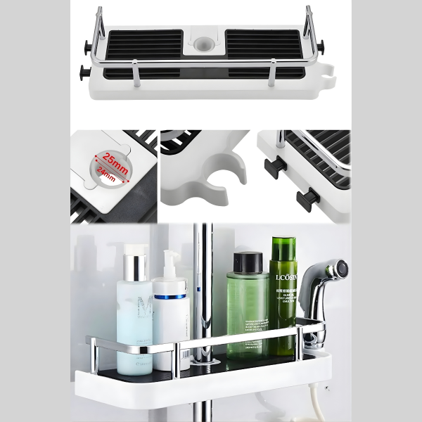 Duş Organizer Banyo Asılabilir Köşelik Şampuanlık Sabunluk Çift Askılı Düzenleyici Raf Paslanmaz