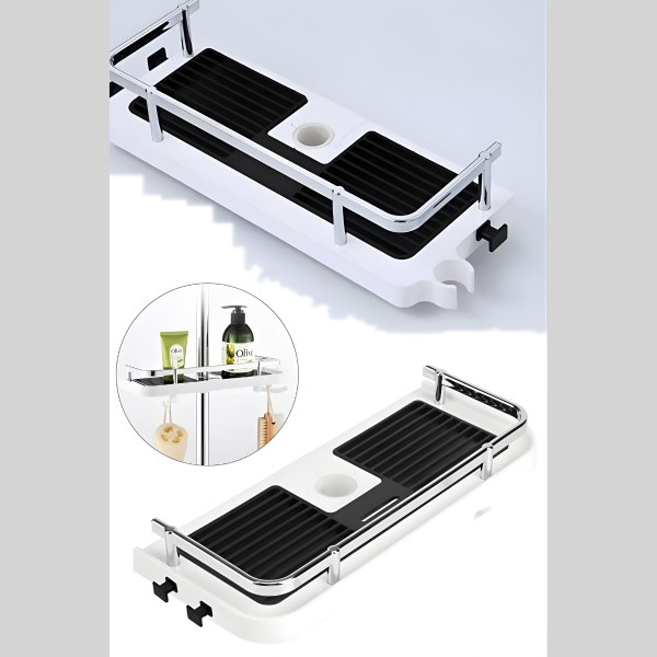 Duş Organizer Banyo Asılabilir Köşelik Şampuanlık Sabunluk Çift Askılı Düzenleyici Raf Paslanmaz