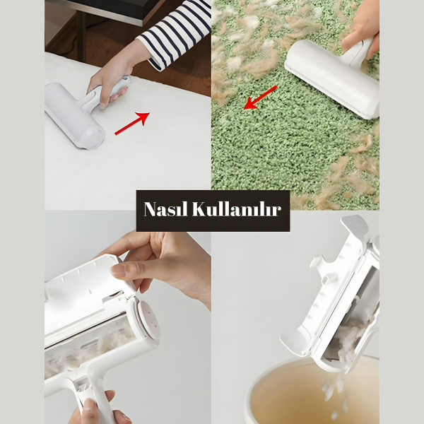 Hazneli Kedi Köpek Evcil Hayvan Kazak Kıyafet Elbise Halı Yatak Tüy Temizleyici Kıl Toz Toplayıcı