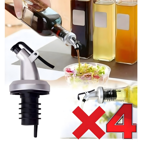 4'lü Kapaklı Damlatmaz Yağ Tıpası Yağdanlık Şişe Ucu Yağlık Sirkelik Sosluk Damlatmaz