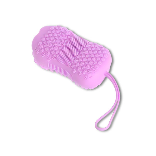 Çift Taraflı Süngerli Köpüklü Silikon Sırt Vücut Keseleme Fırçası Banyo Duş Lifi Banyo Kesesi