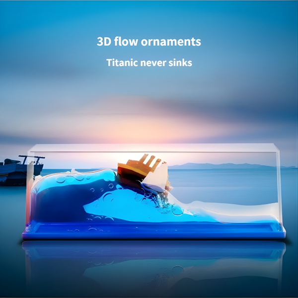 Mavi Su Akvaryum Şişe Şeklinde Batmayan Titanik Gemi