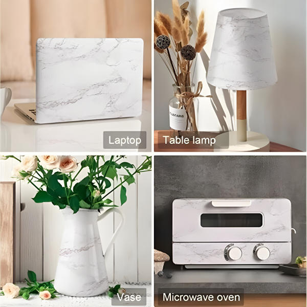 Mermer Desenli Beyaz Folyo Kaplama 5 Metre Tezgah Dolap Mutfak Kağıdı Yapışkanlı