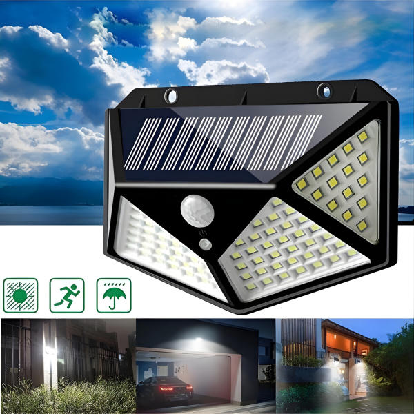 Teknoloji Solar Güneş Enerjili Hareket Sensörlü 4 Taraflı Bahçe Garaj Ev Aydınlatma Lambası