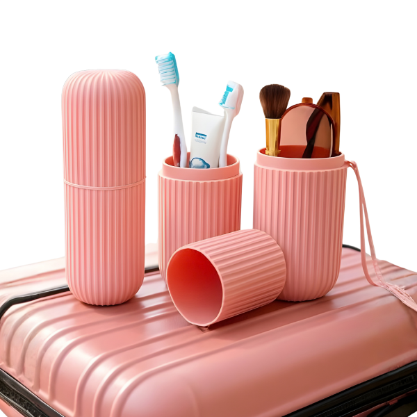 (2 Adet) Seyahat Pratik Diş Macunu ve Fırçası Kabı