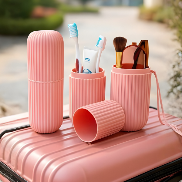 (2 Adet) Seyahat Pratik Diş Macunu ve Fırçası Kabı