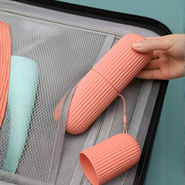 (2 Adet) Seyahat Pratik Diş Macunu ve Fırçası Kabı