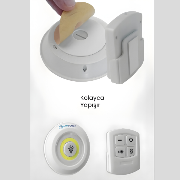 Uzaktan Kumandalı Yapışkanlı Kablosuz Pilli Led 3'lü Spot Lamba Mbukykplsl