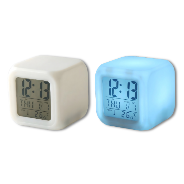 7 Renk Değiştiren Çocuk Odası Alarmlı Küp Çalar Saat