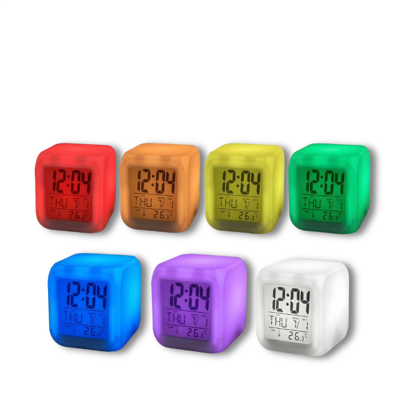 7 Renk Değiştiren Çocuk Odası Alarmlı Küp Çalar Saat
