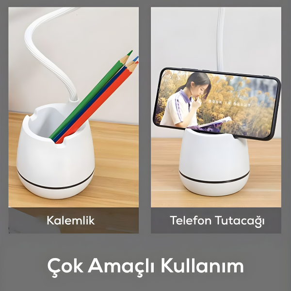 3 Renk Şarjlı 24 Led Çalışma Okuma Işığı Kademeli Masa Lambası Ayarlanabilir Renk Tonu Ve Parlaklık