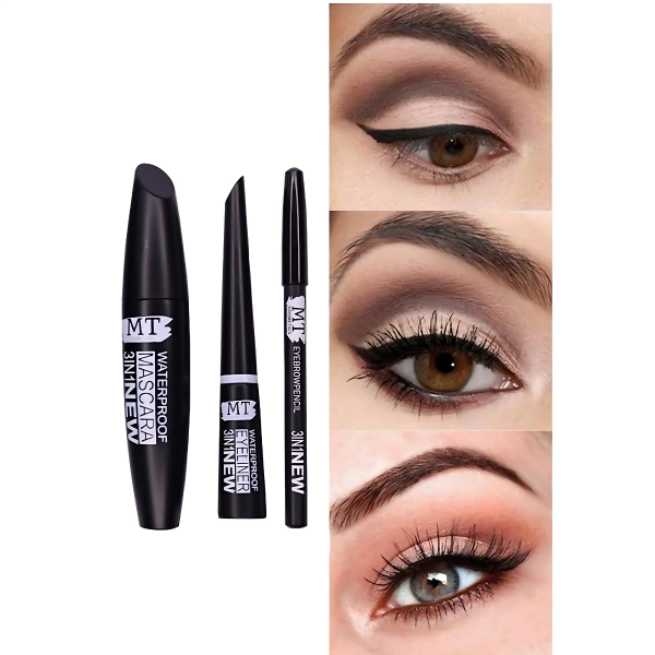 3 In 1 Suya Dayanıklı Maskara & Kalem & Eyeliner Seti