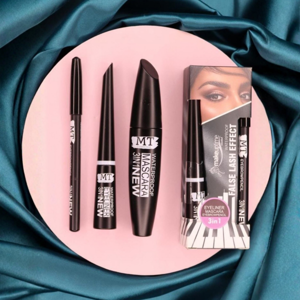3 In 1 Suya Dayanıklı Maskara & Kalem & Eyeliner Seti